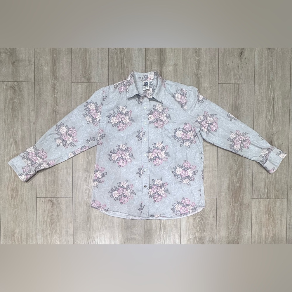 Kennington California XL Pink and Gray Floral Shirt 100% Cotton